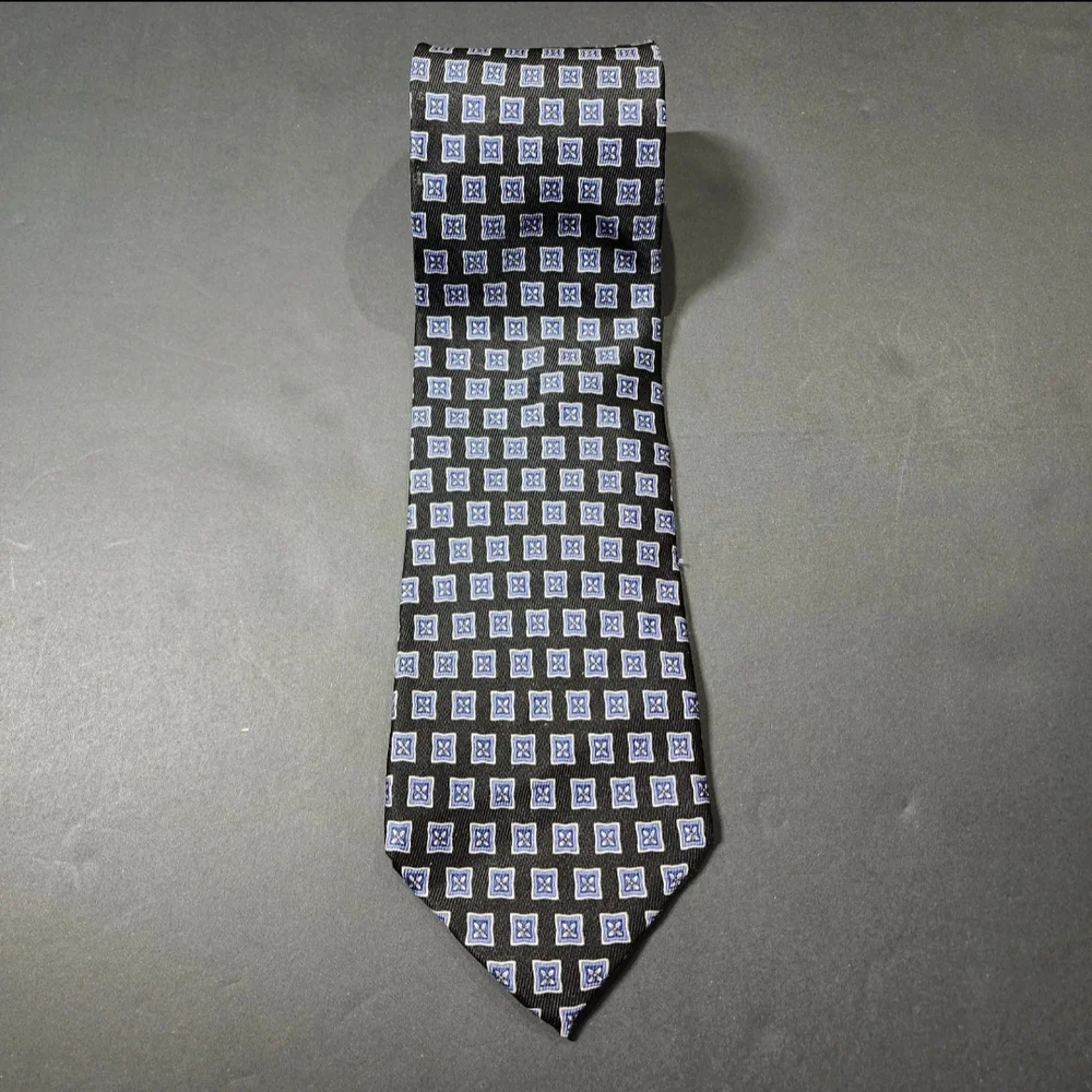 Handcrafted‎ for Nordstrom by J Z Richards 100% Silk Mens Necktie Tie Black-Blue